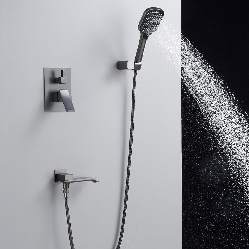 Душевая система встраиваемая Shevanik S4035T, оружейная сталь