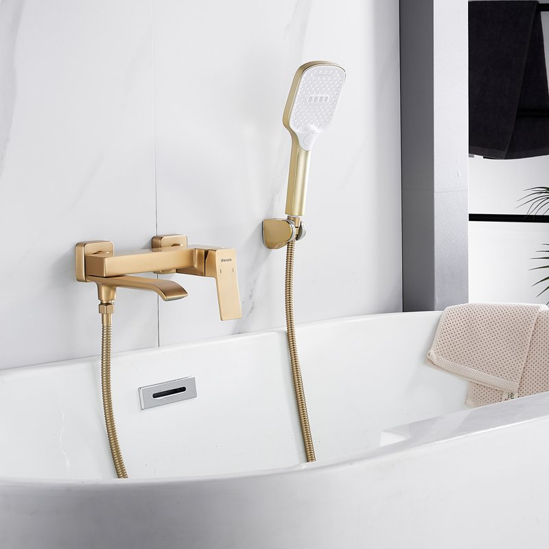 Смеситель для ванны Shevanik S4002G, золотой сатин
