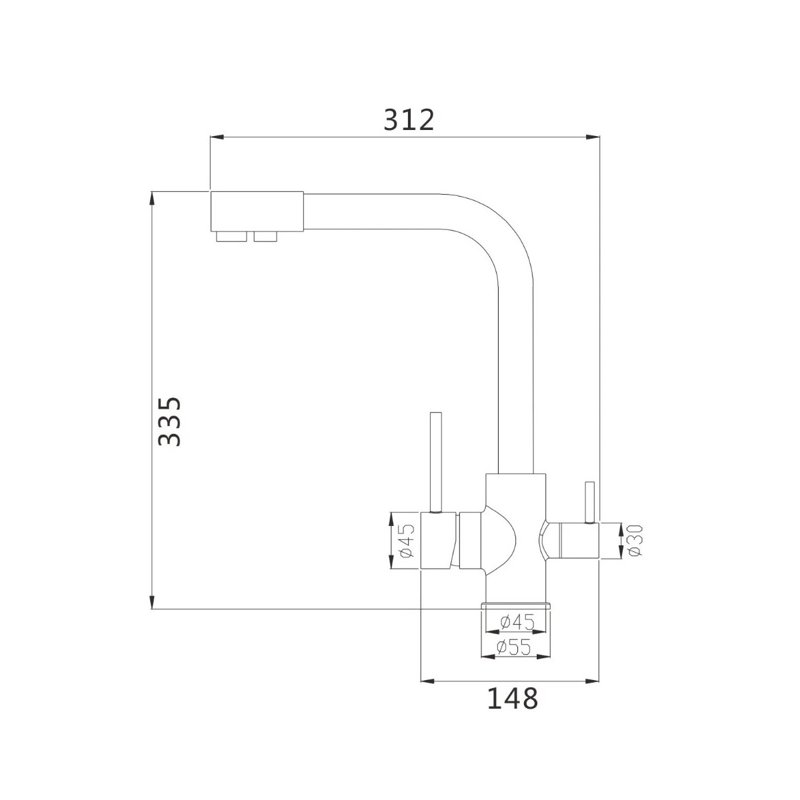 Смеситель для кухни с подключением фильтра Shevanik S868B, сатин