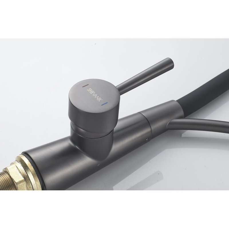 Смеситель для кухни с подключением фильтра Shevanik S743T-3, оружейная сталь/черный