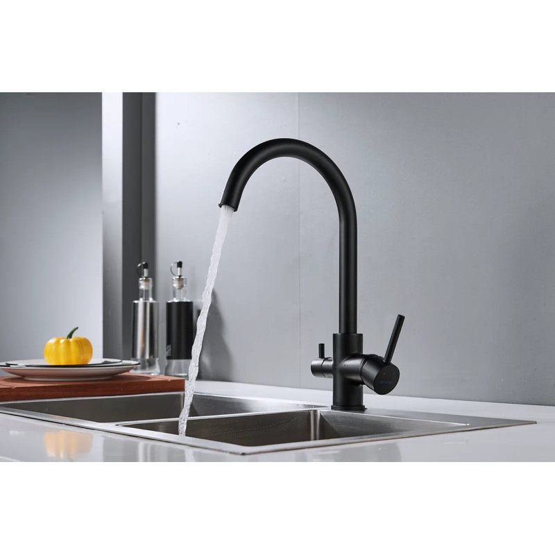 Смеситель для кухни с подключением фильтра Shevanik S128H, черный