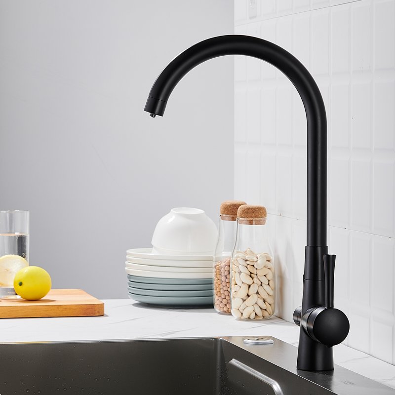 Смеситель для кухни с подключением фильтра Shevanik S428H, черный