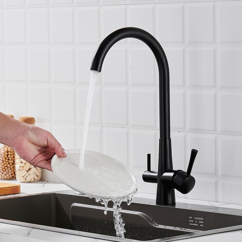 Смеситель для кухни с подключением фильтра Shevanik S428H, черный