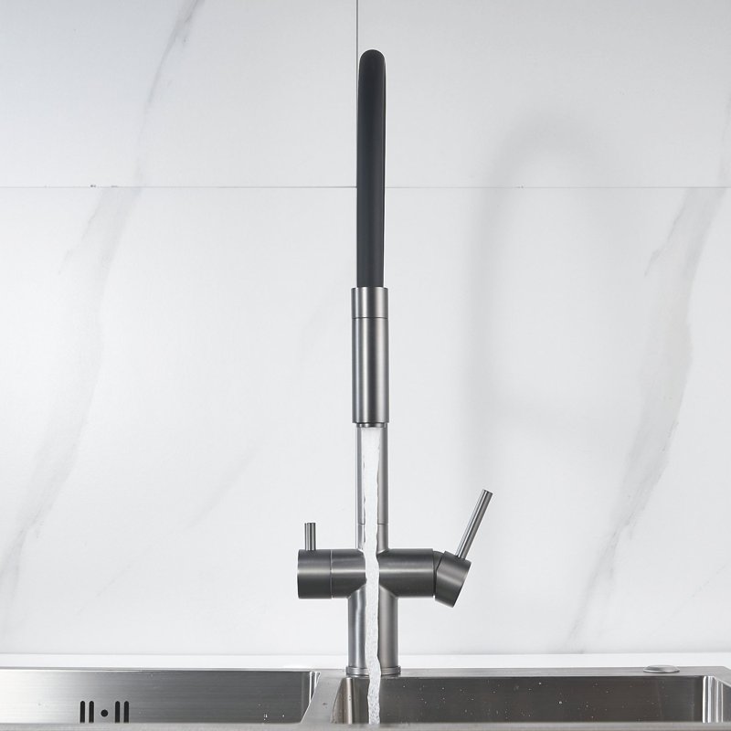 Смеситель для кухни с подключением фильтра Shevanik S178T, оружейная сталь