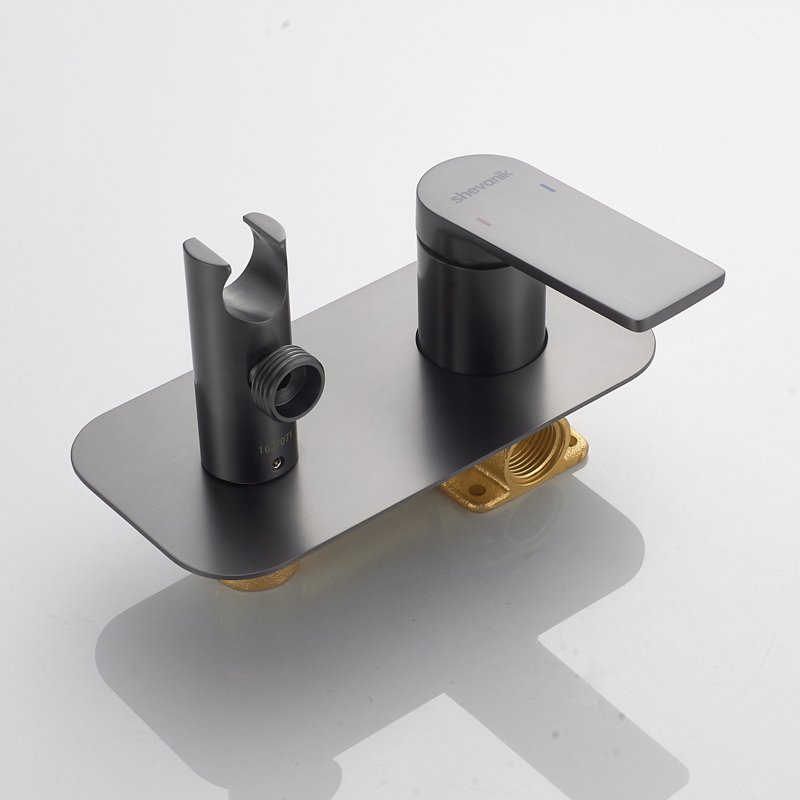 Гигиенический душ со смесителем Shevanik S9905T-1, оружейная сталь