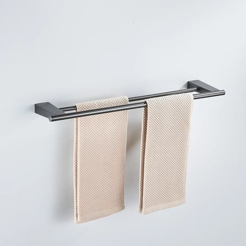 Полотенцедержатель двойной Shevanik SG5727T, оружейная сталь