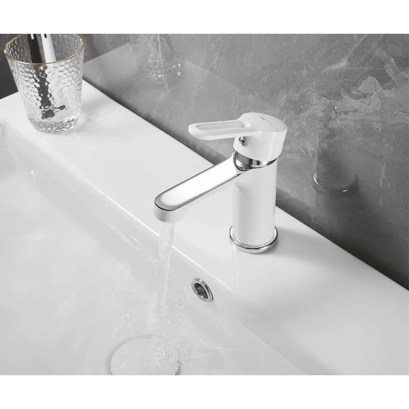 Смеситель для раковины Shevanik S8101F, белый/хром