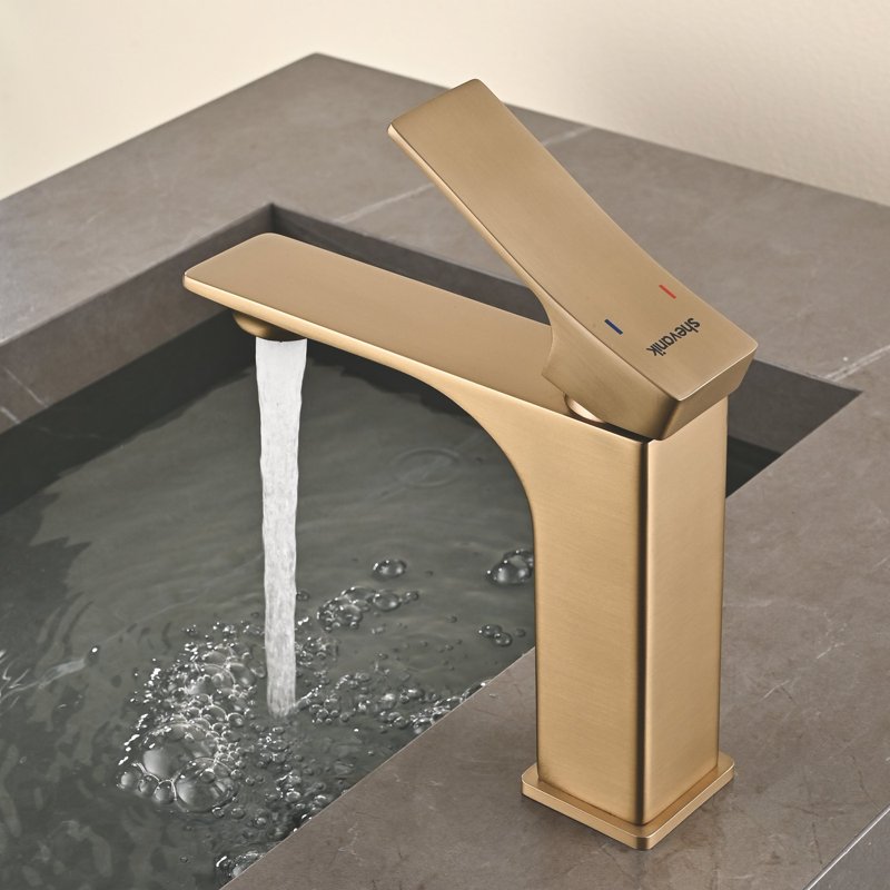 Смеситель для раковины Shevanik S6101G, золотой сатин