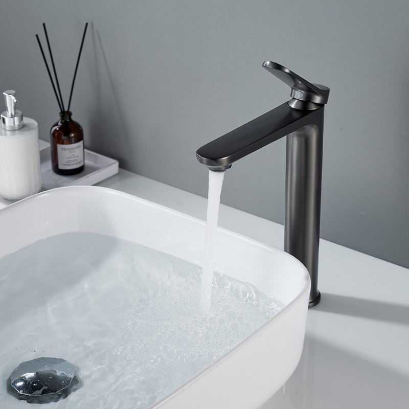 Смеситель для раковины высокий Shevanik S4311T, оружейная сталь