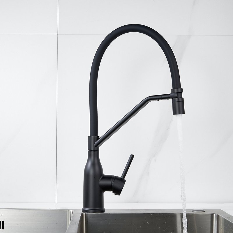 Смеситель для кухни с гибким изливом Shevanik S343H-3, черный