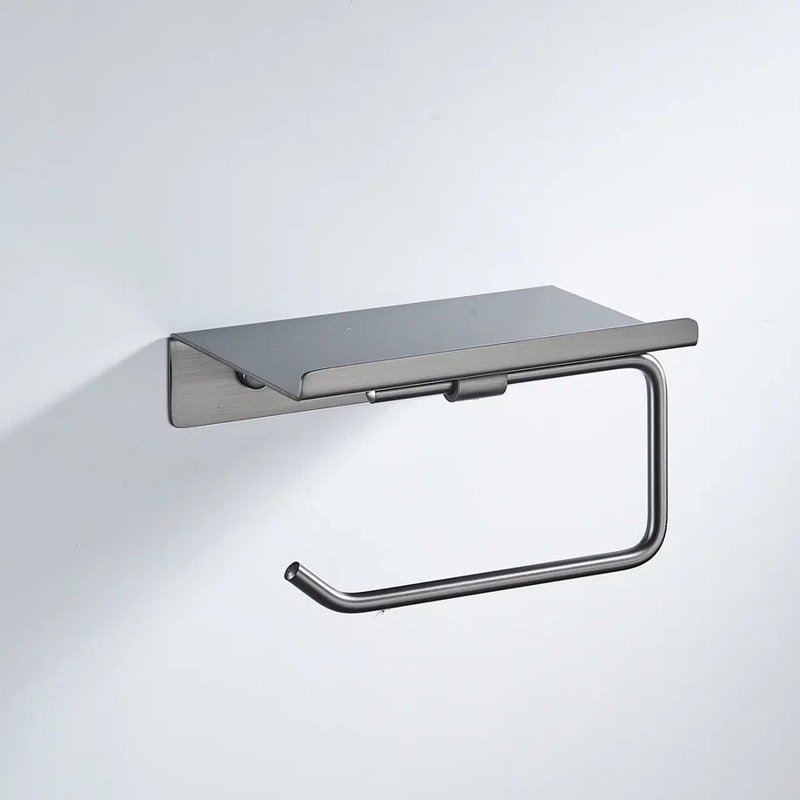 Держатель для туалетной бумаги с полочкой Shevanik SG5705T-1, оружейная сталь