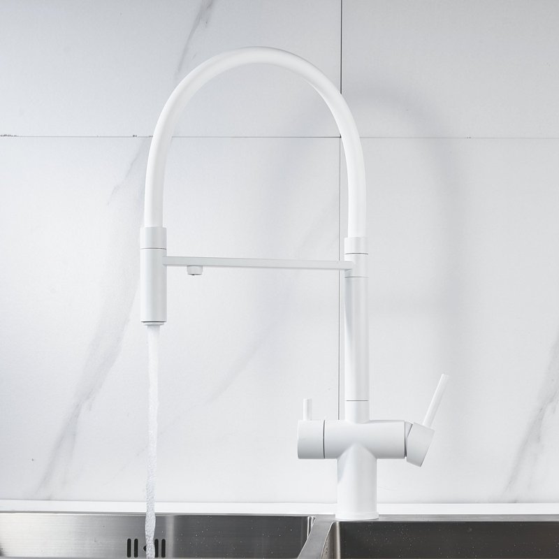 Смеситель для кухни с подключением фильтра Shevanik S178C, белый