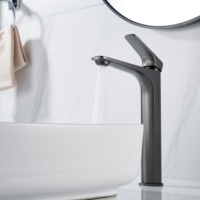 Смеситель для раковины высокий Shevanik S4211T, оружейная сталь