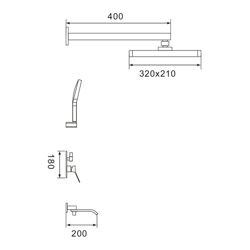 Душевая система встраиваемая Shevanik S4035H, черный