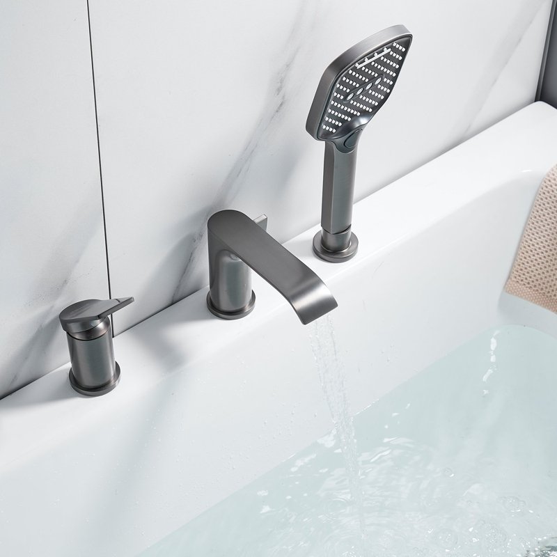 Смеситель на борт ванны Shevanik S4112T, оружейная сталь