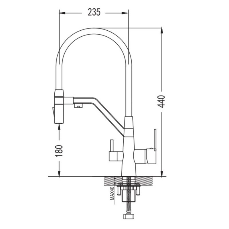 Смеситель для кухни с гибким изливом и подключением фильтра Shevanik S278, хром