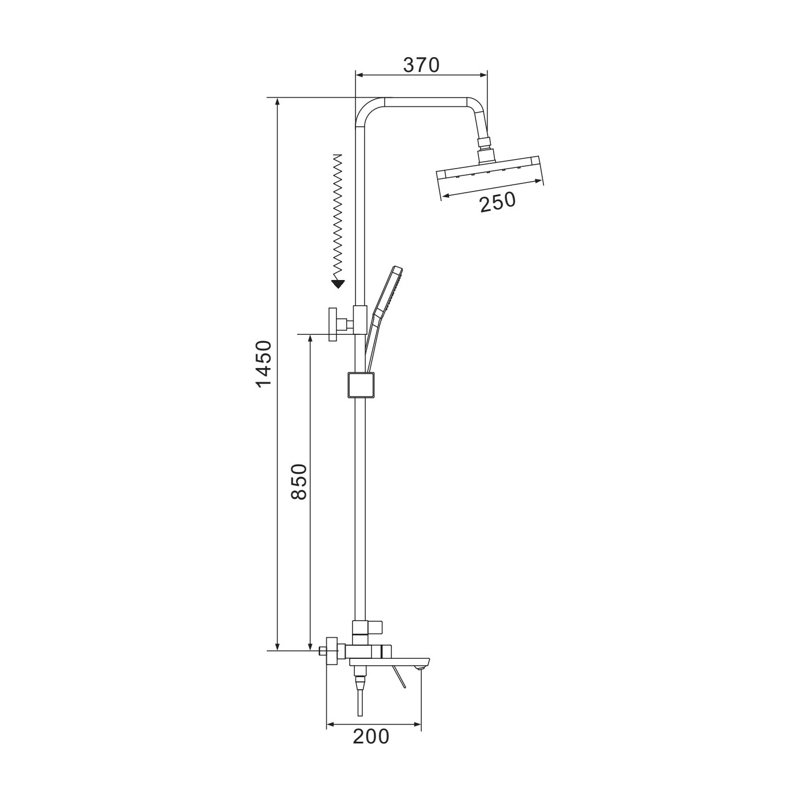 Душевая система Shevanik S8336H, черный