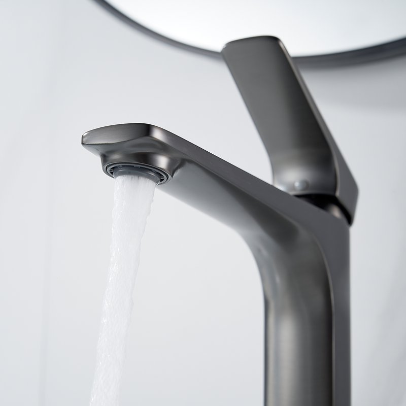 Смеситель для раковины высокий Shevanik S4211T, оружейная сталь