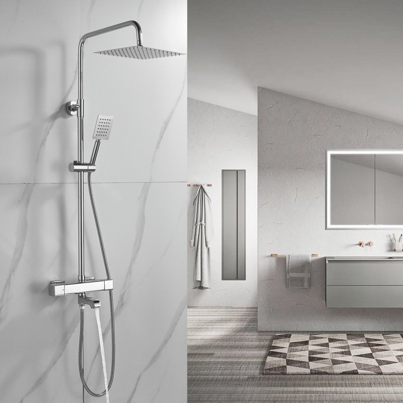 Душевая система Shevanik S7036T, оружейная сталь