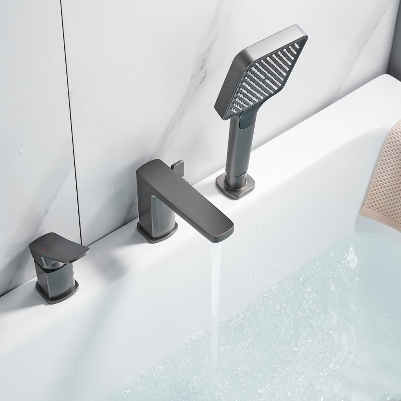 Смеситель на борт ванны Shevanik S9912T, оружейная сталь