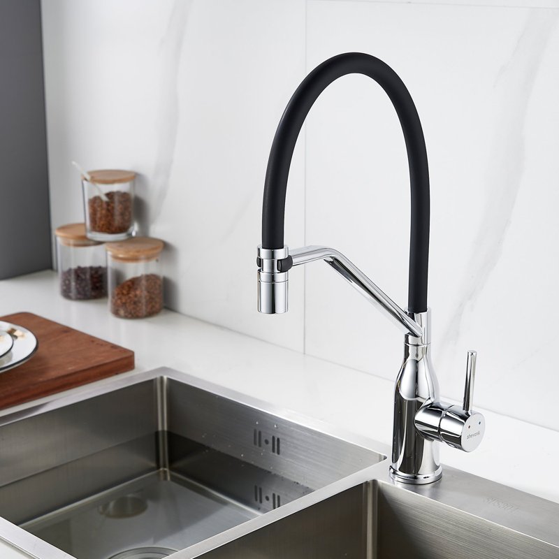 Смеситель для кухни с гибким изливом Shevanik S343-3, хром