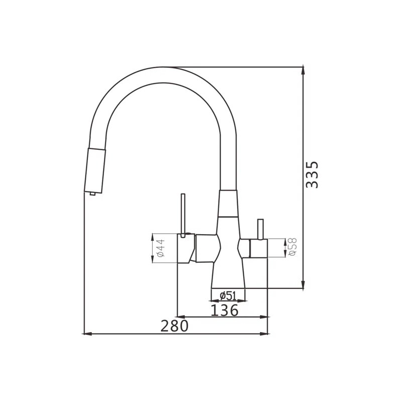 Смеситель для кухни с гибким изливом и подключением фильтра Shevanik S668G, золотой сатин/белый