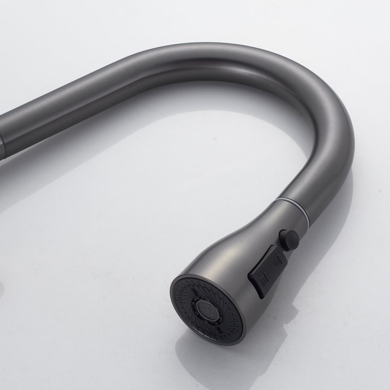 Смеситель для кухни с выдвижным изливом Shevanik S363T, оружейная сталь