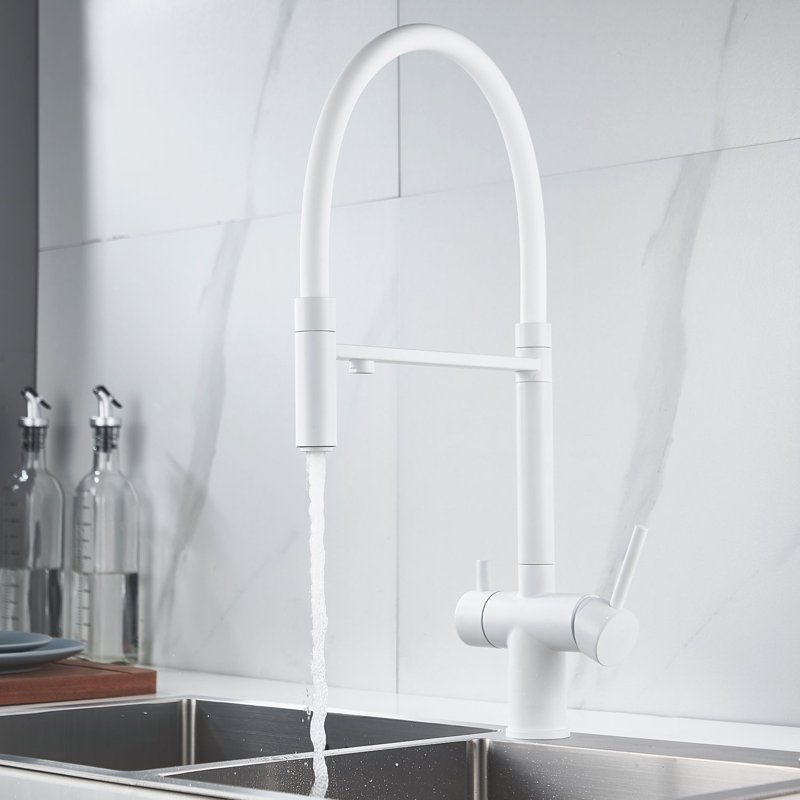 Смеситель для кухни с подключением фильтра Shevanik S178C, белый