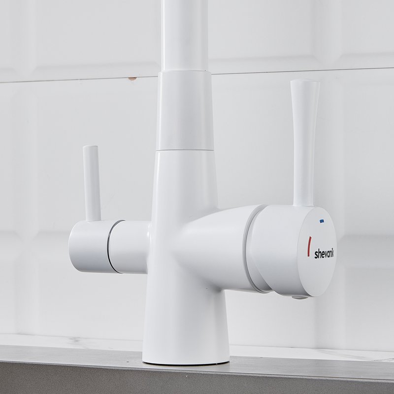 Смеситель для кухни с подключением фильтра Shevanik S428C, белый