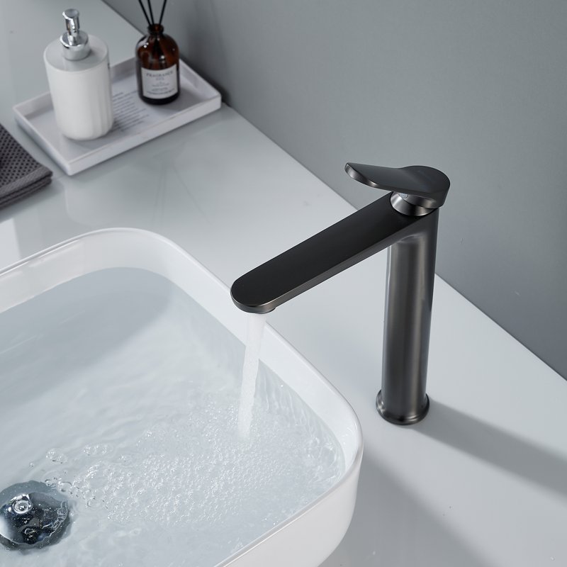 Смеситель для раковины высокий Shevanik S4311T, оружейная сталь