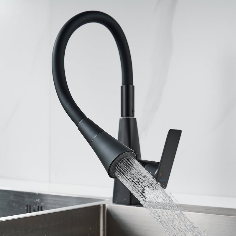 Смеситель для кухни с гибким изливом Shevanik S543H-3, черный