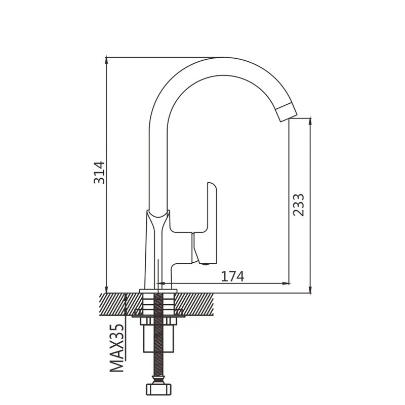Смеситель для кухни Shevanik S6053F, белый/хром