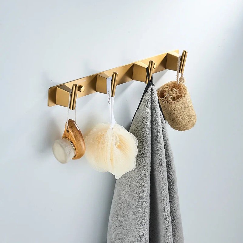 Планка с 4 крючками  Shevanik SG5741G, золотой сатин