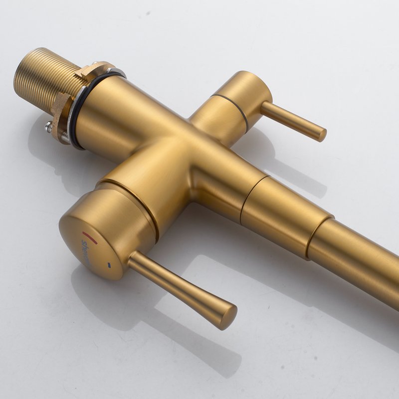 Смеситель для кухни с подключением фильтра Shevanik S428G, золотой сатин