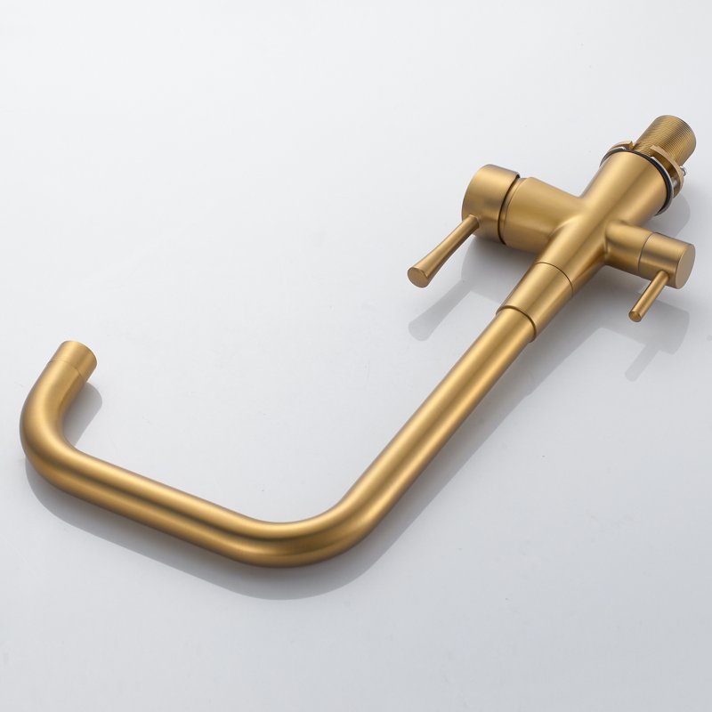 Смеситель для кухни с подключением фильтра Shevanik S528G, золотой сатин