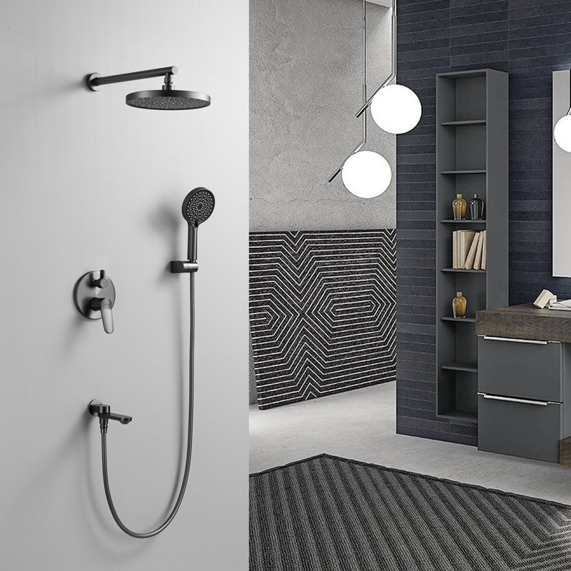 Душевая система встраиваемая Shevanik S4335T, оружейная сталь