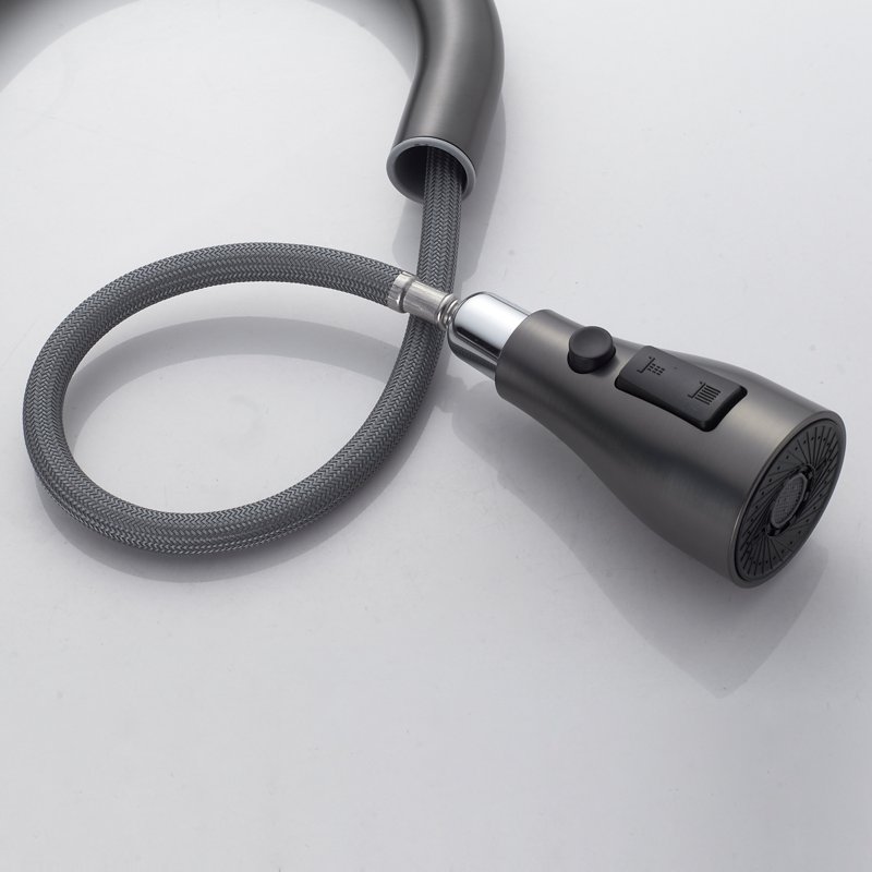 Смеситель для кухни с выдвижным изливом Shevanik S363T, оружейная сталь