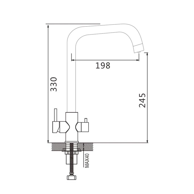 Смеситель для кухни с подключением фильтра Shevanik S228H, черный