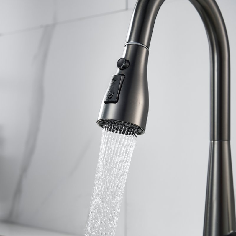 Смеситель для кухни с выдвижным изливом Shevanik S363T, оружейная сталь