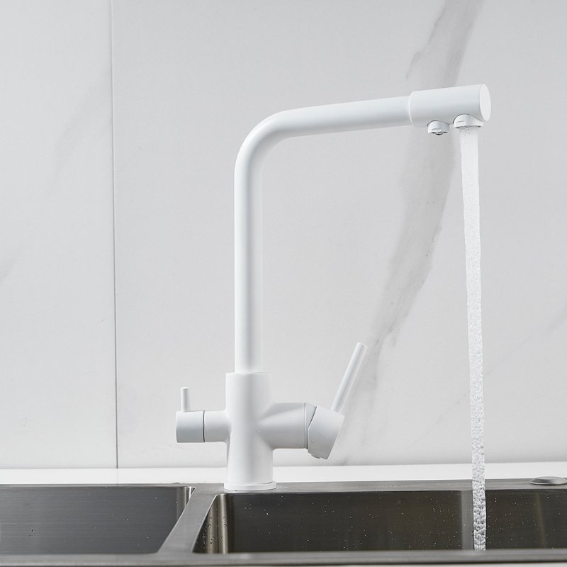 Смеситель для кухни с подключением фильтра Shevanik S328C, белый