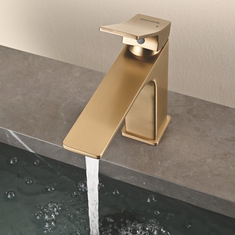 Смеситель для раковины Shevanik S6101G, золотой сатин