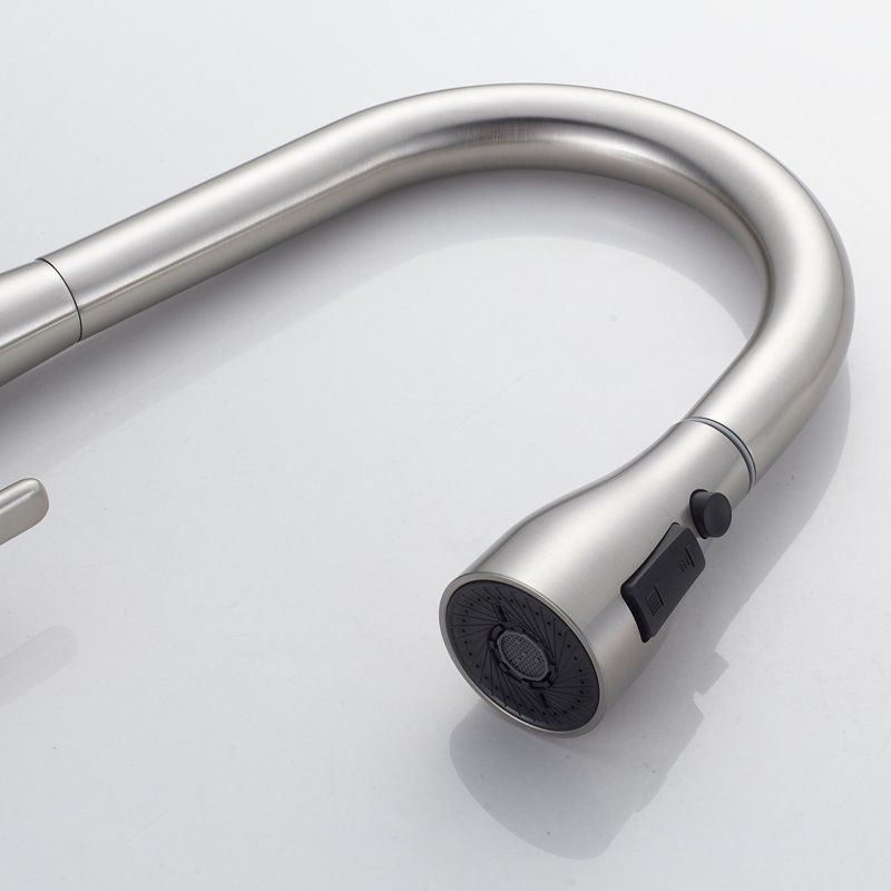 Смеситель для кухни с выдвижным изливом Shevanik S363L, сатин