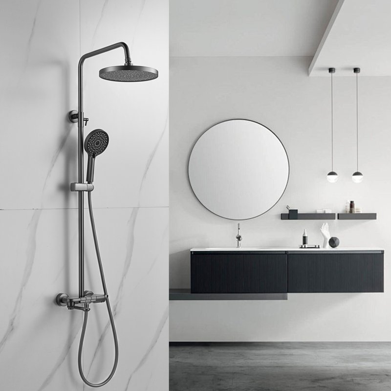 Душевая система Shevanik S9636T, оружейная сталь