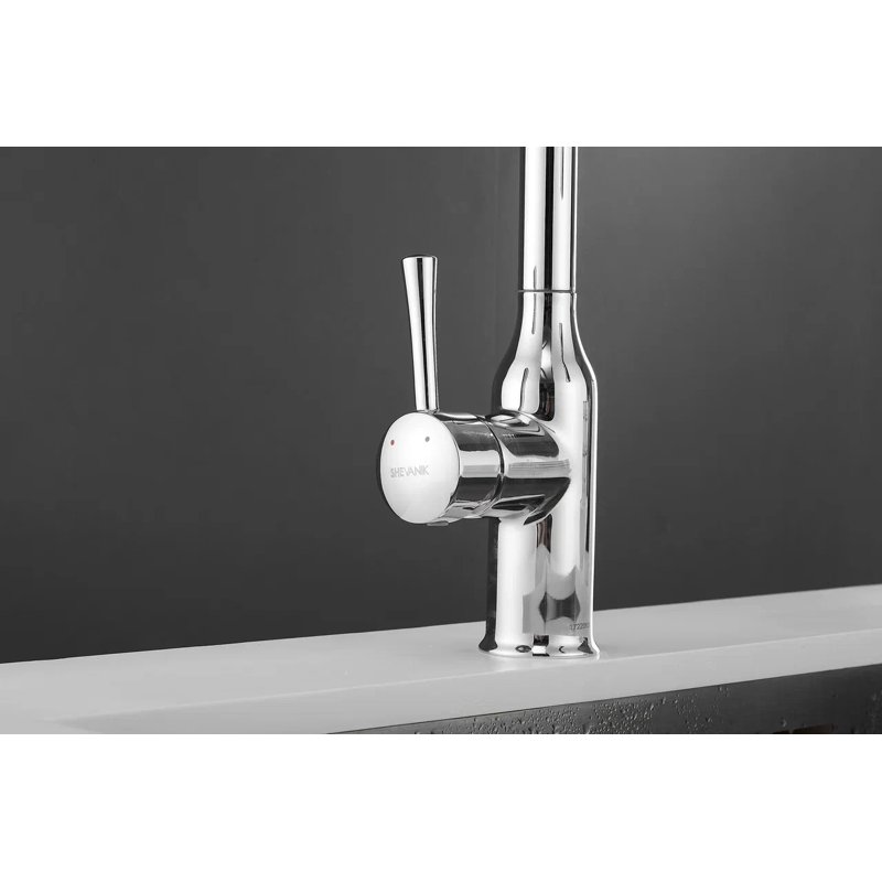 Смеситель для кухни с выдвижным изливом Shevanik S163, хром