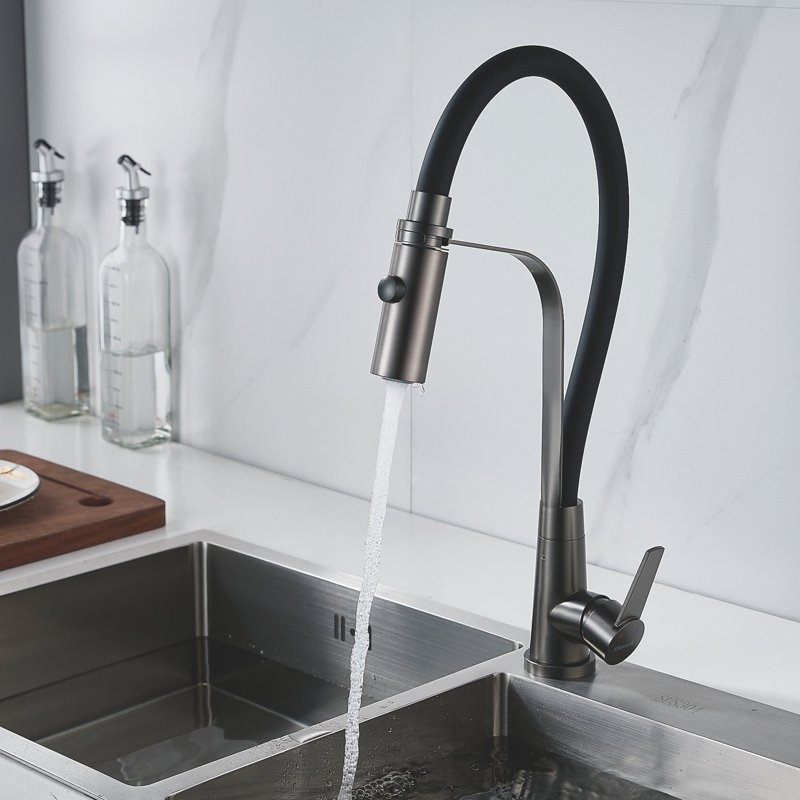 Смеситель для кухни с гибким изливом и режимом 