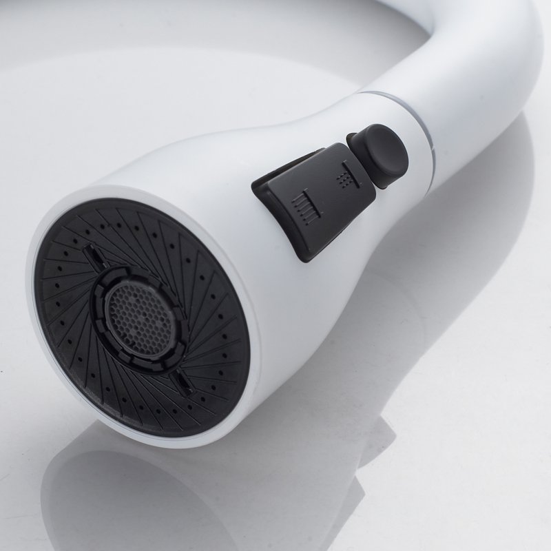 Смеситель для кухни с выдвижным изливом Shevanik S363C, белый