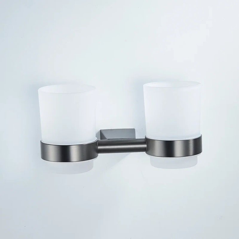 Стакан для ванной комнаты двойной Shevanik SG5722T, оружейная сталь