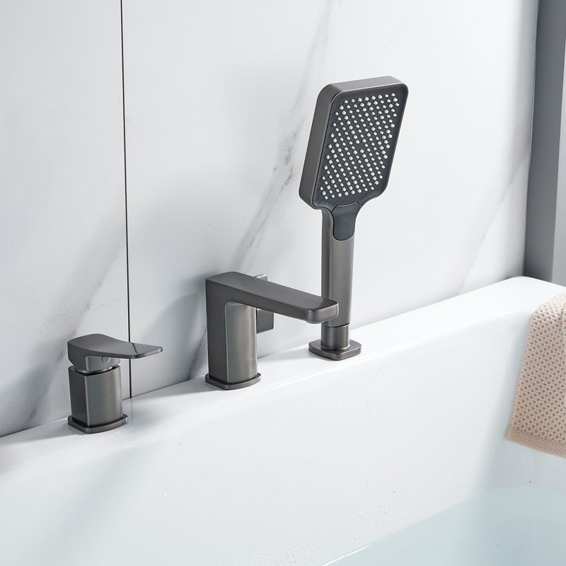 Смеситель на борт ванны Shevanik S9912T, оружейная сталь