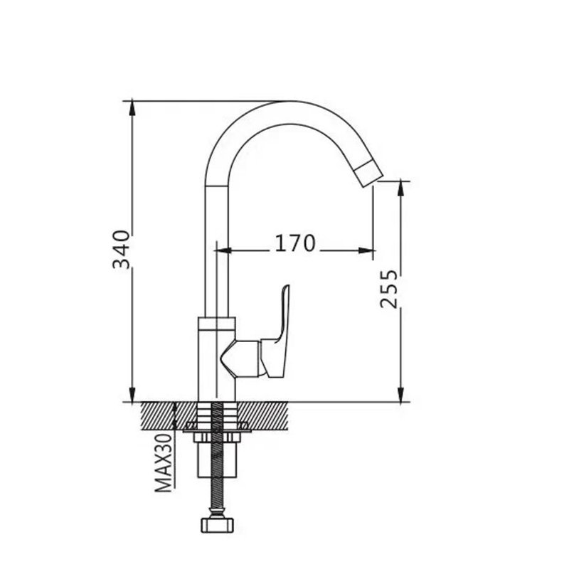 Смеситель для кухни Shevanik S5153, хром