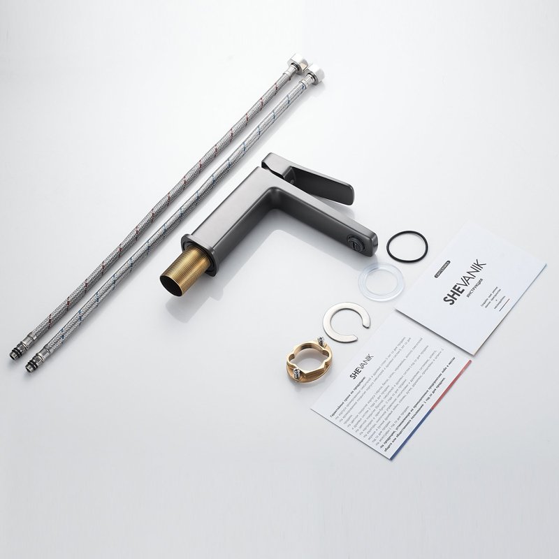 Смеситель для раковины Shevanik S9901T, оружейная сталь